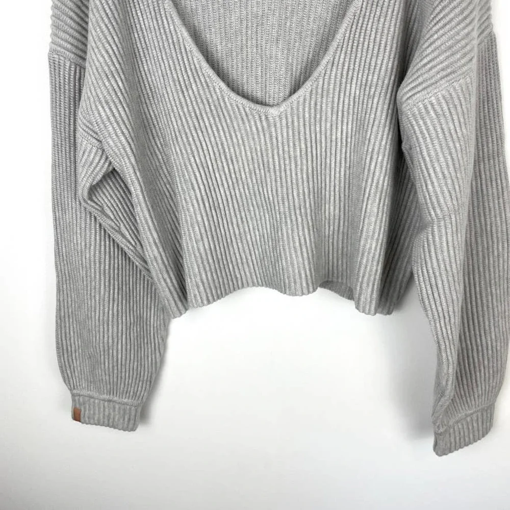 Lunya Cozy Cotton Silk Reversible Ribbed Pullover Sweater Mellow Grey Heather - Picture 7 of 15